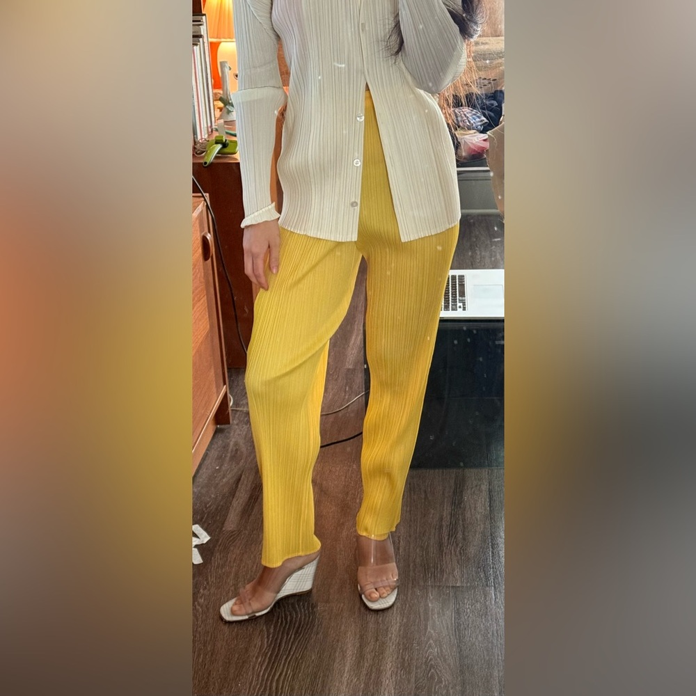 Issey Miyake Pleats Please yellow pants s